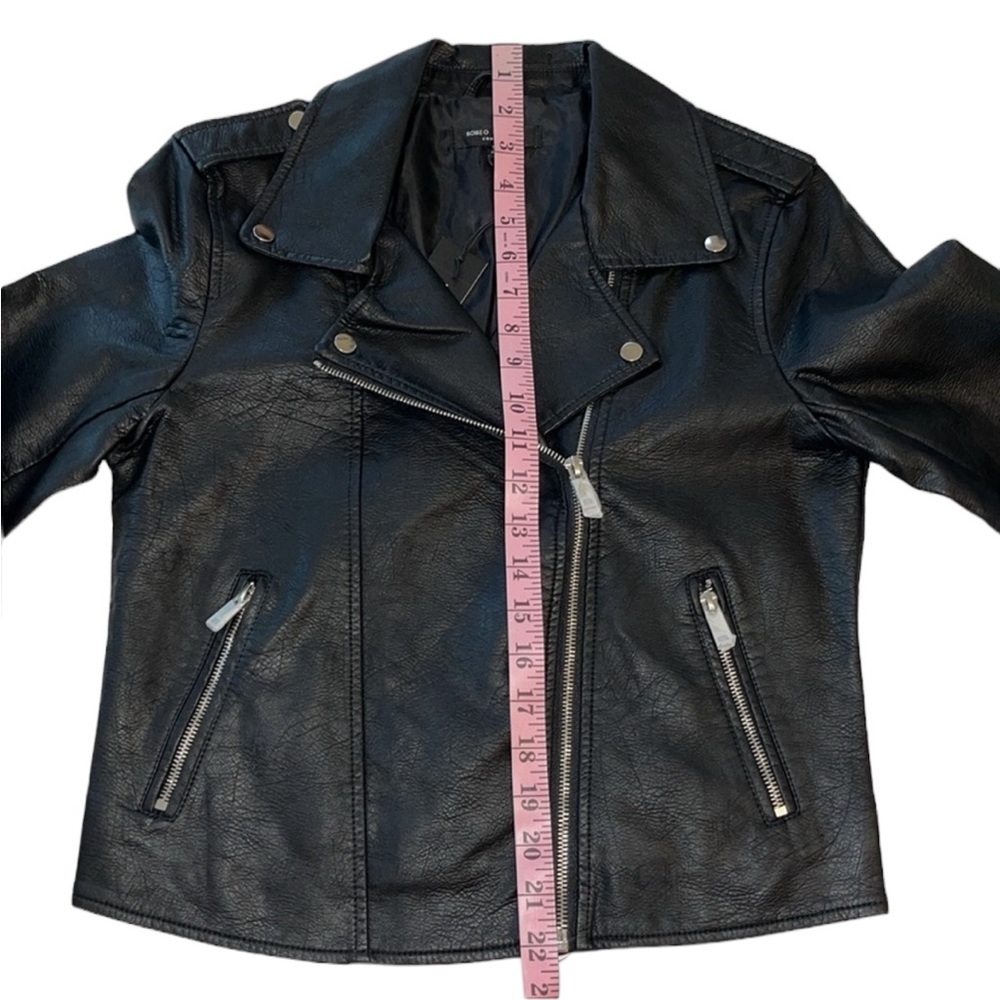 Romeo + Juliet Couture Black Faux Leather Jacket Size Medium NWT - Picture 11 of 17